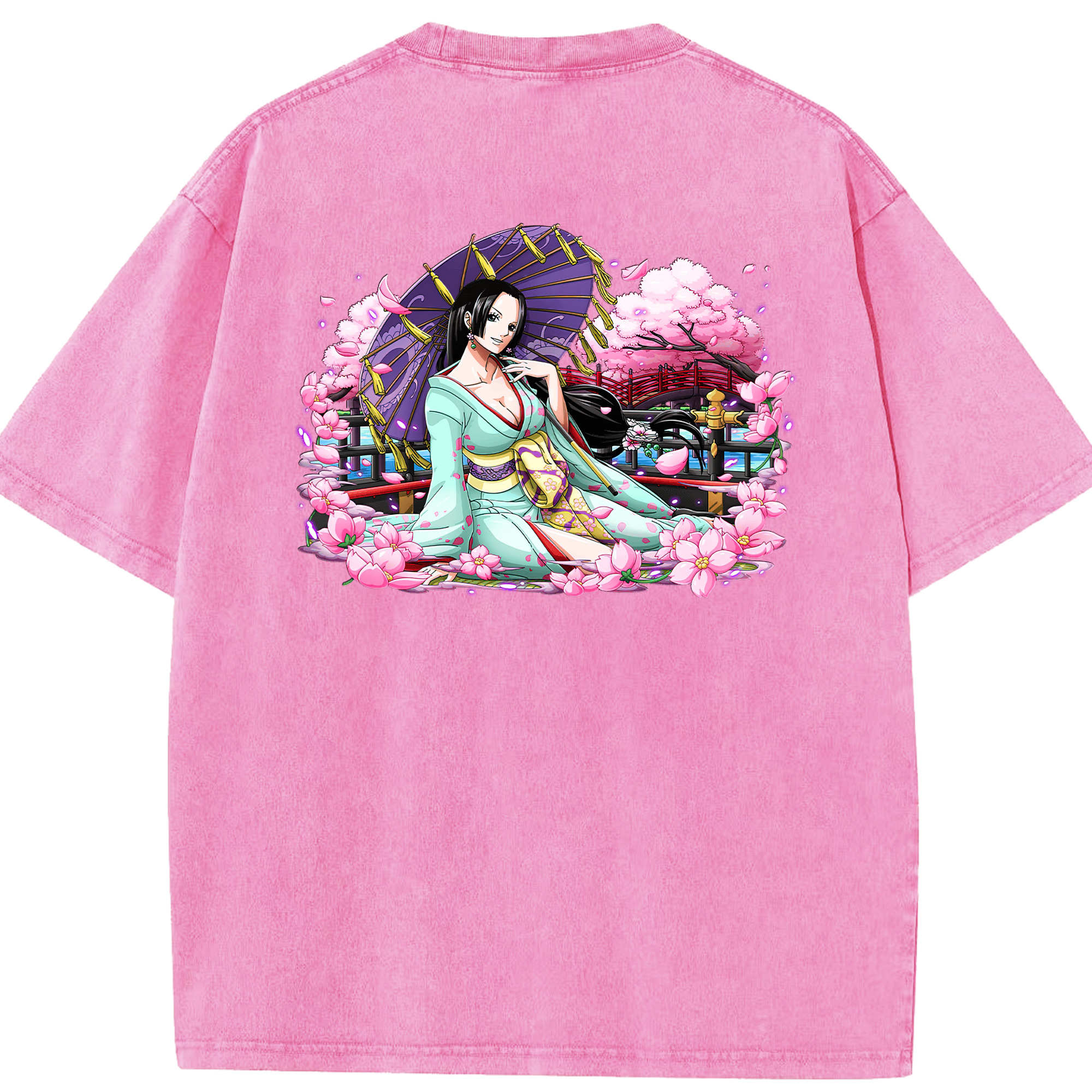 ワンピース ボア・ハンコック ONE PIECE Boa·Hancock 綿100% ヴィンテージ風 半袖Tシャツ（背面プリント）